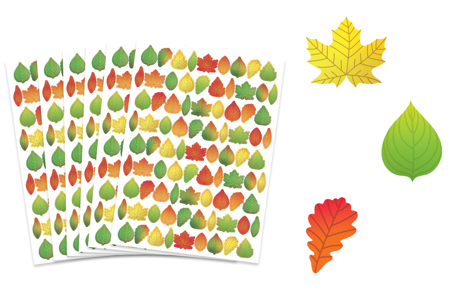 Gommettes feuilles d'arbres - 510 pcs - Gommettes Saisons - 10 Doigts