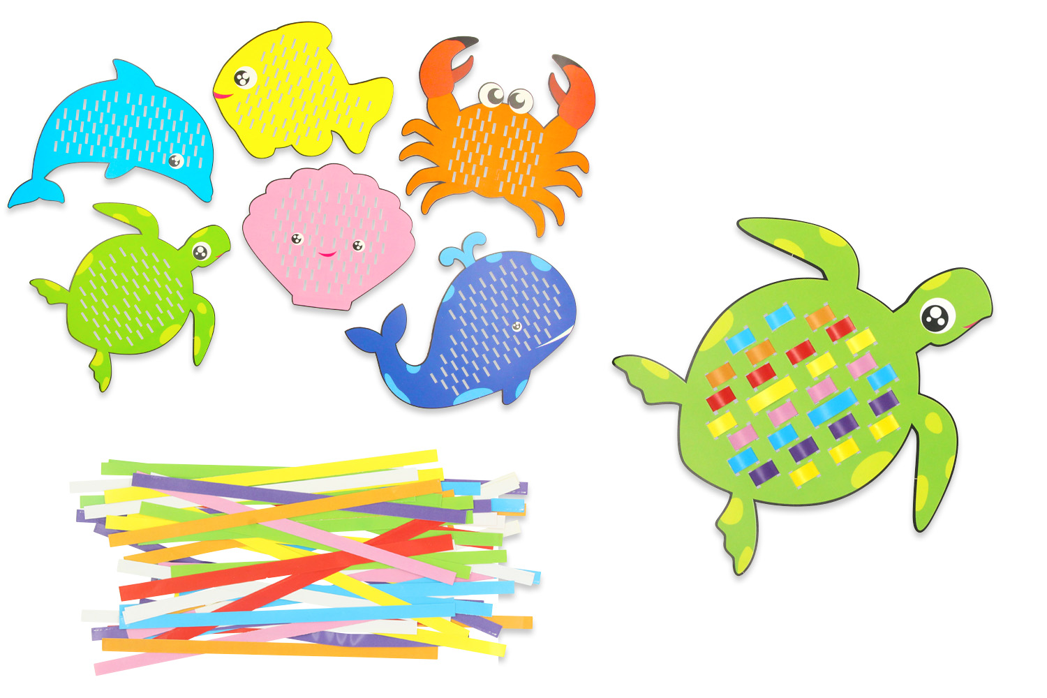 8 cartes à gratter les animaux marins + 1 crayon en plastique