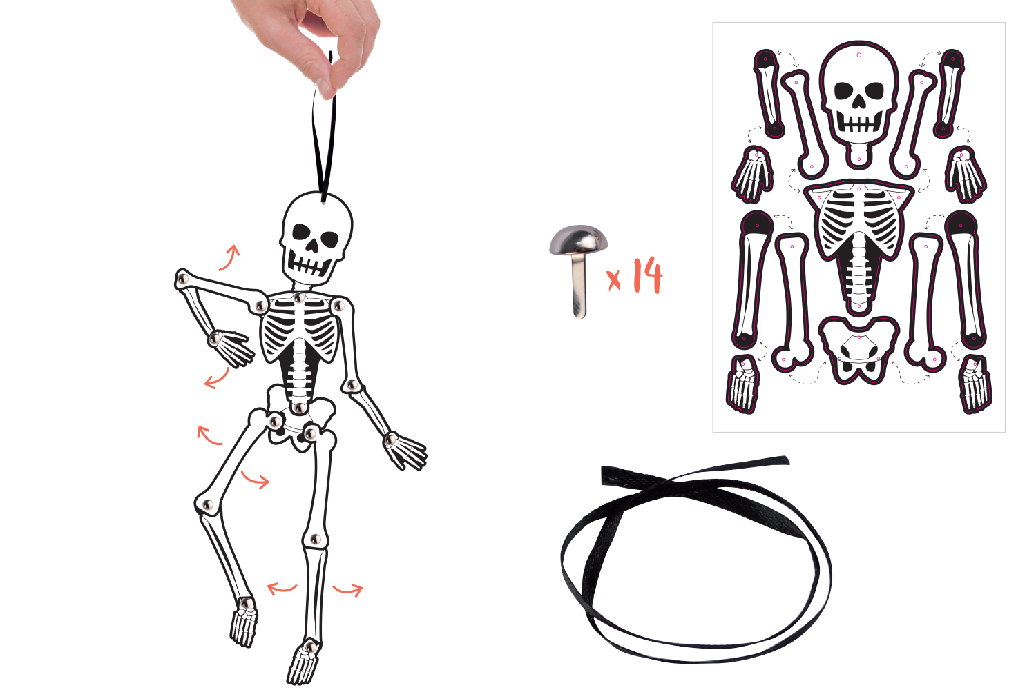 Mobile squelette articulé - Décorations d'Halloween - 10 Doigts