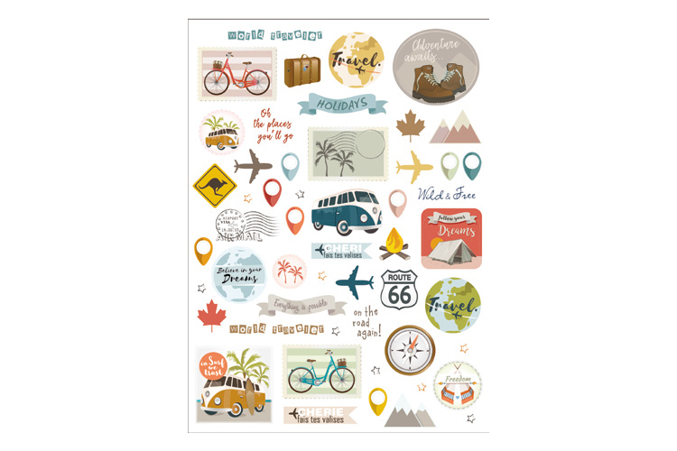 Stickers Voyages et vacances - 104 pcs - Stickers Fantaisies - 10 Doigts