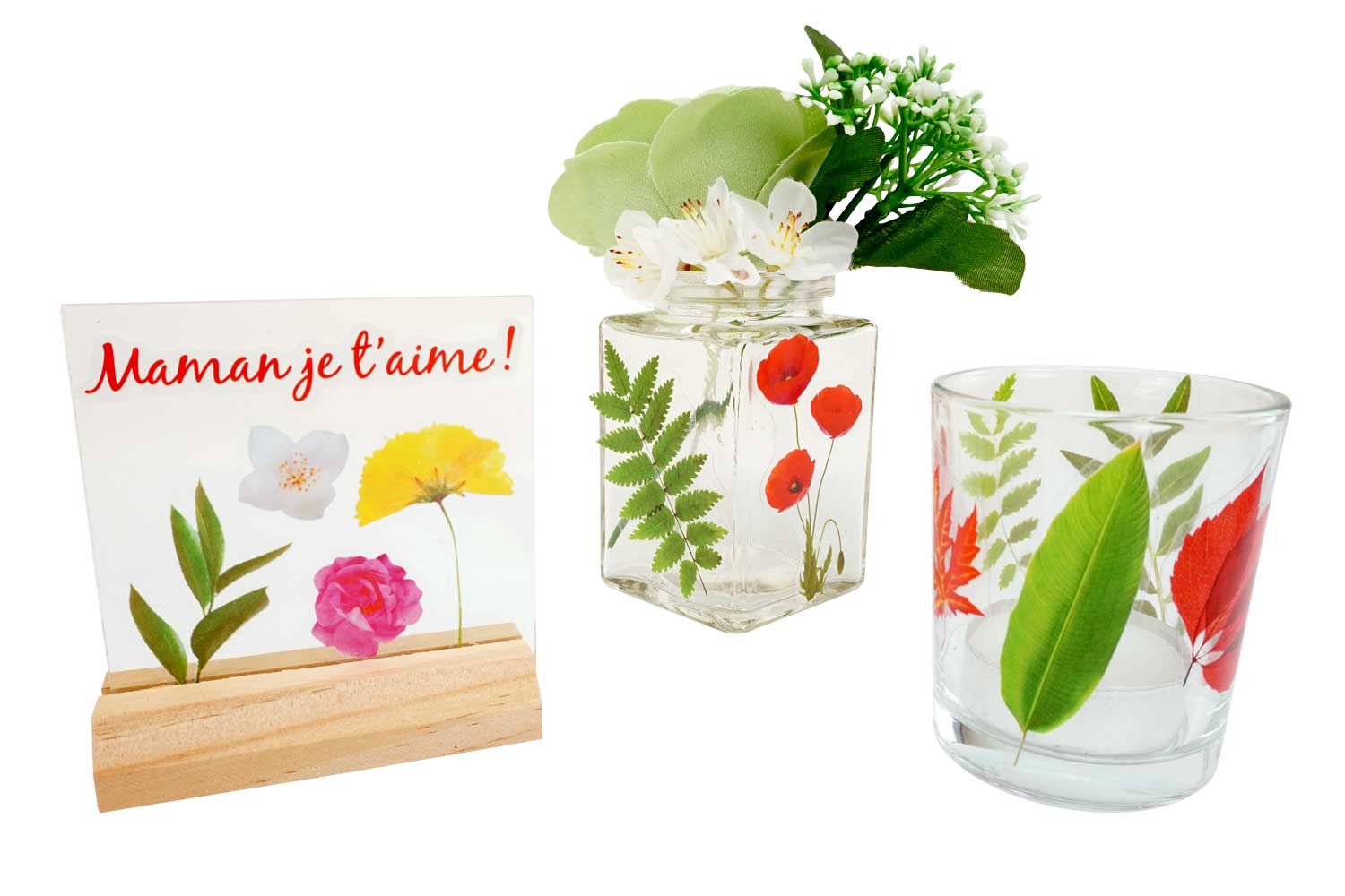 Lot de 24 autocollant pour Verre Fleurs de Style Craie > Mariage