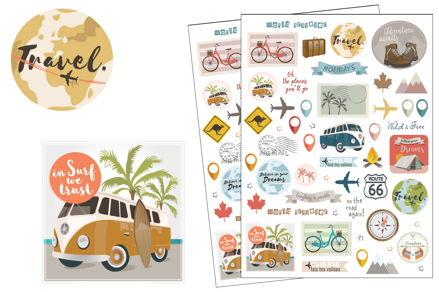 31 Stickers REPOSITIONNABLES Animaux du Monde GOMMETTES Transparence Couleurs Vives Scrapbooking Autocollant 