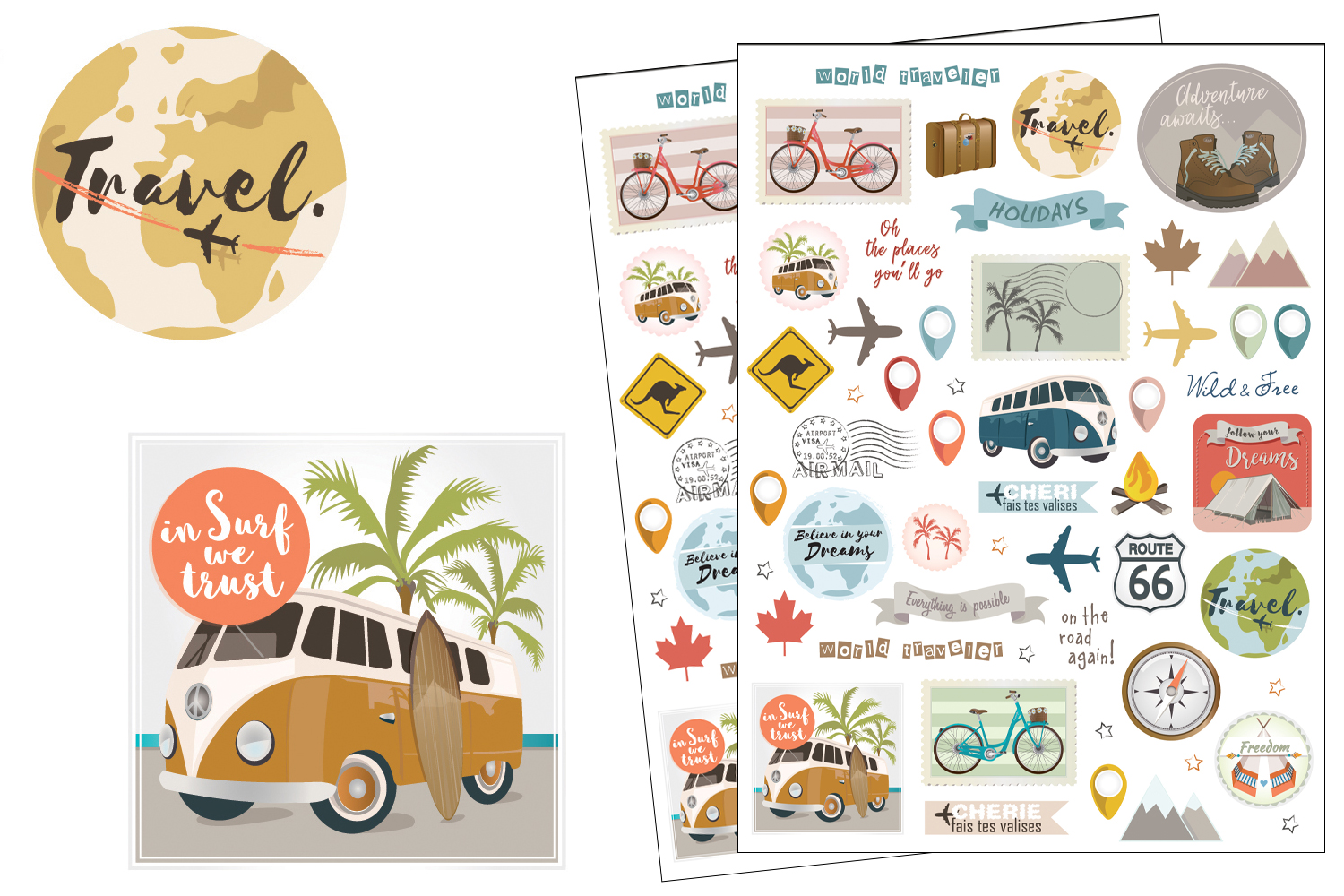 Stickers pour carnet de voyage  Autocollant carnet voyage - Pas cher –  MadeInHobbies