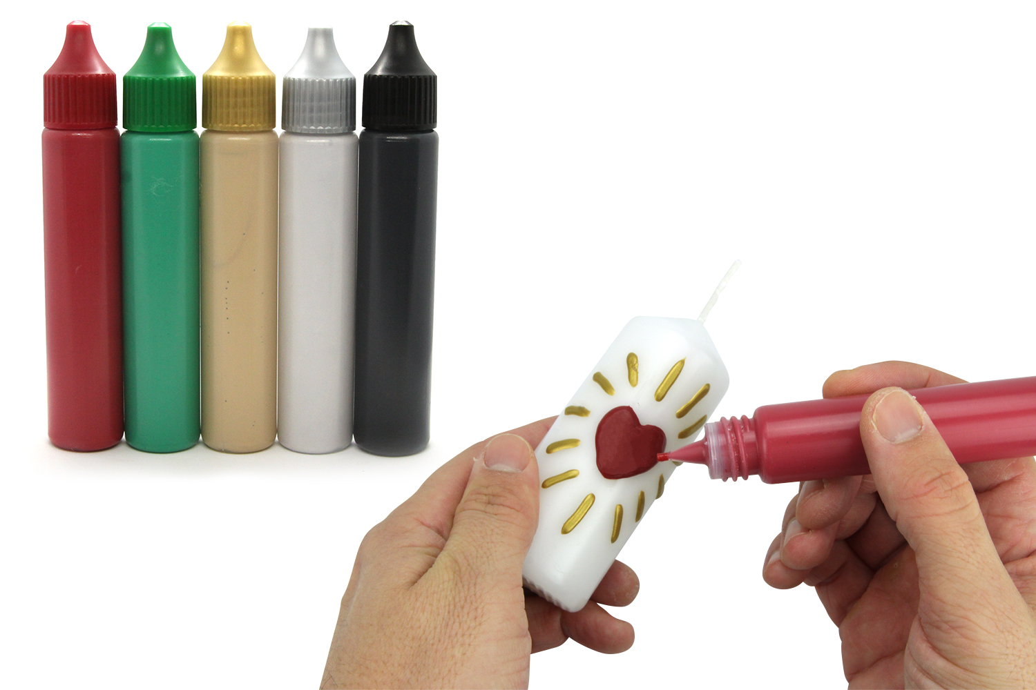 Stylo de cire pour bougies - Peintures aux tons de noël - 10 Doigts