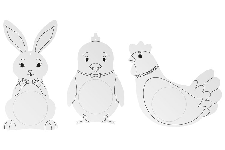 Suspensions De Paques Lapin Poussin Et Poule Kits Activites Paques 10 Doigts