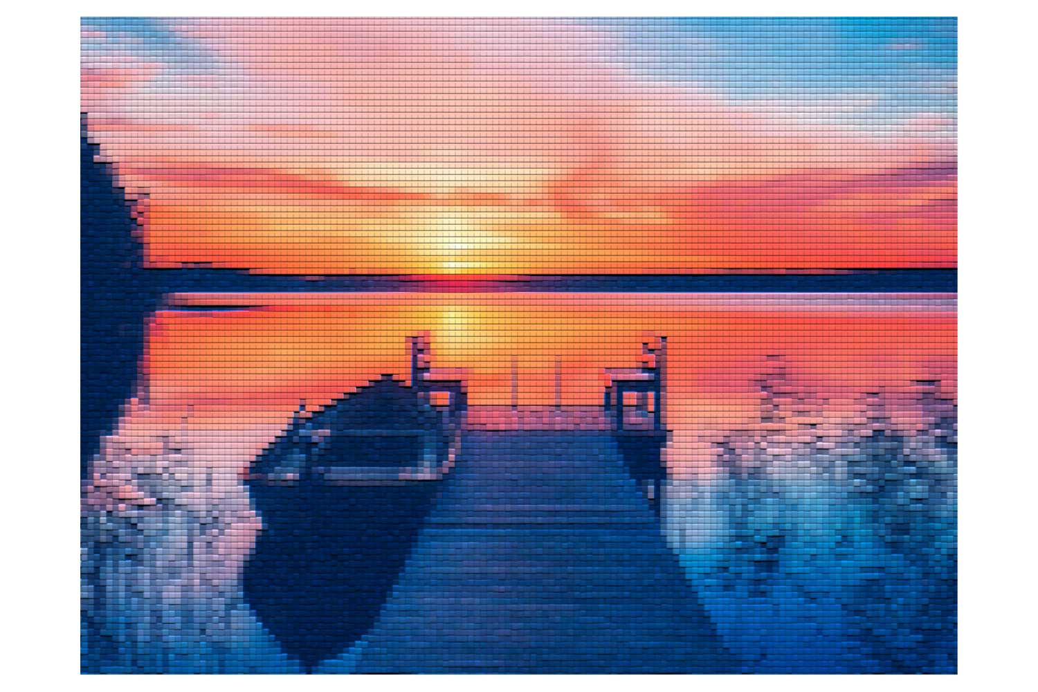 Kit diamond painting, couché de soleil sur l'eau - 30 x 40 cm