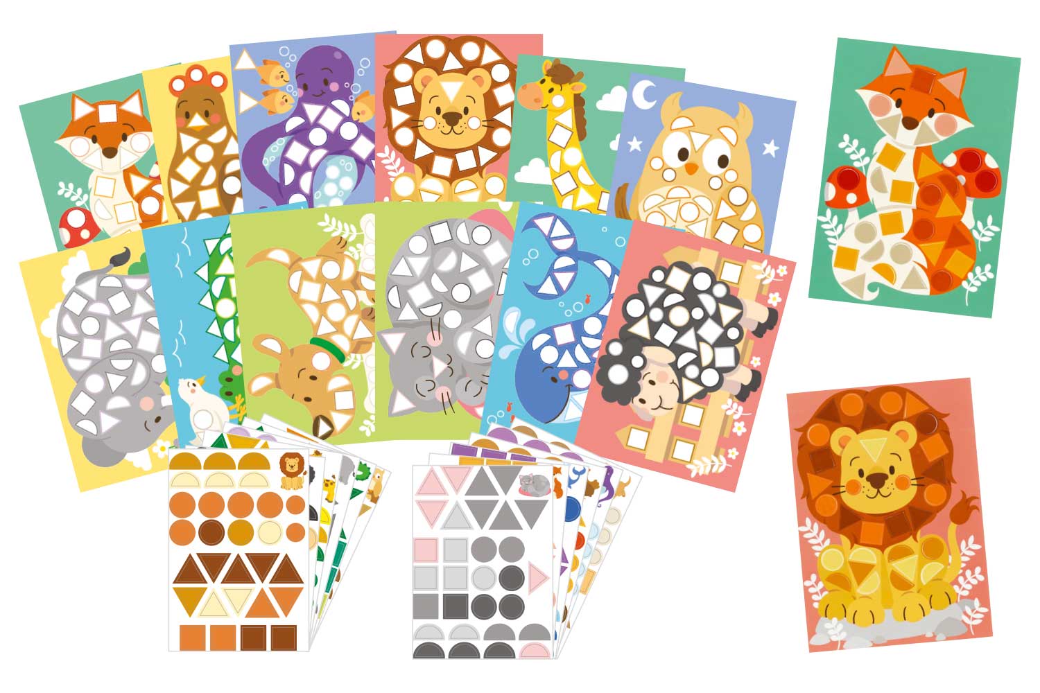 Cartes Baby Animaux : 6 cartes + 100 gommettes - dès 2 ans - Miniatures  Factory