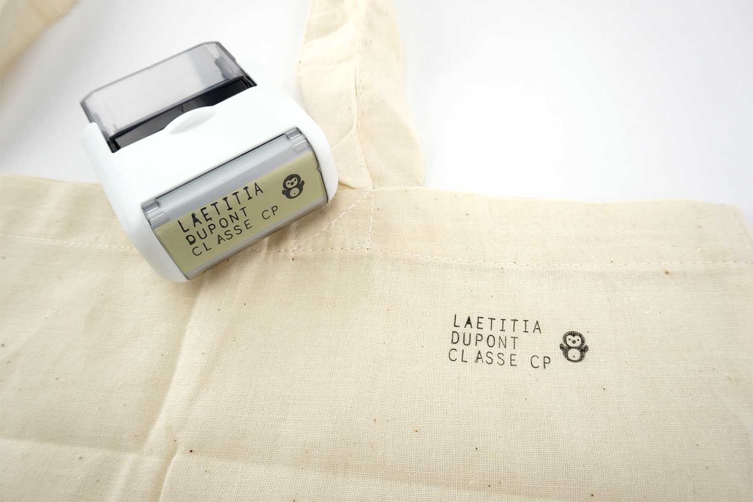 Kit - Tampon textile avec étiquettes - Lapin