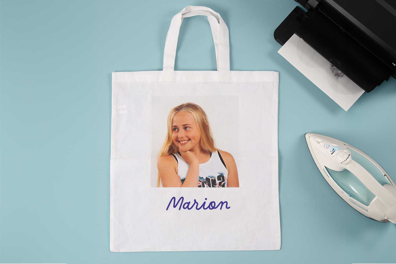 Transfert photo sur sac en coton