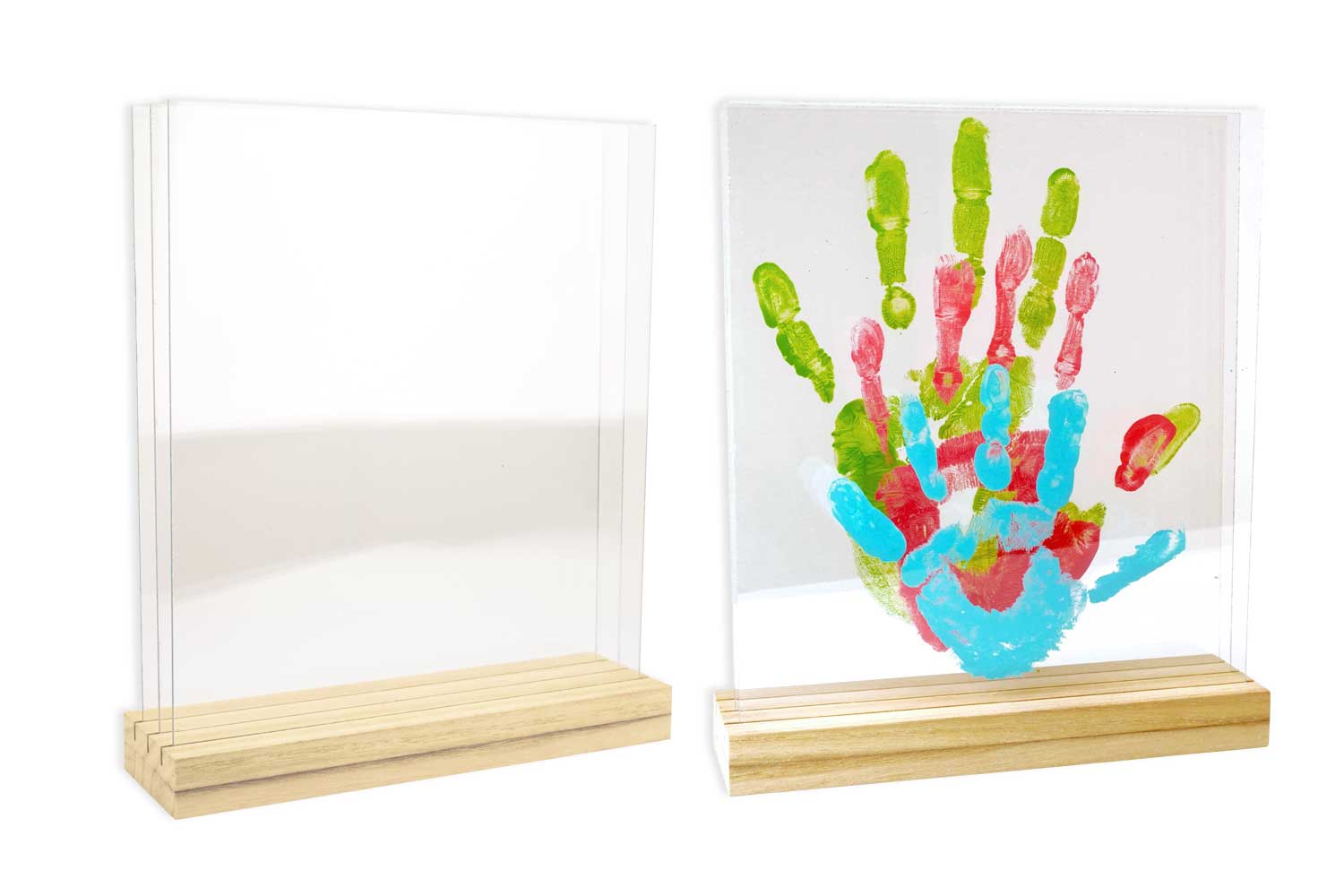 Grand cadre empreintes plaques plexiglas - 23 cm - Cadres photos en bois -  10 Doigts
