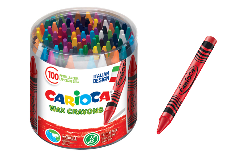 Crayons cire Carioca - tubo de 100 PCS - Crayons cire - 10 Doigts