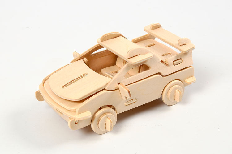 Voiture 3D en bois naturel à monter - Maquettes en bois - 10 Doigts