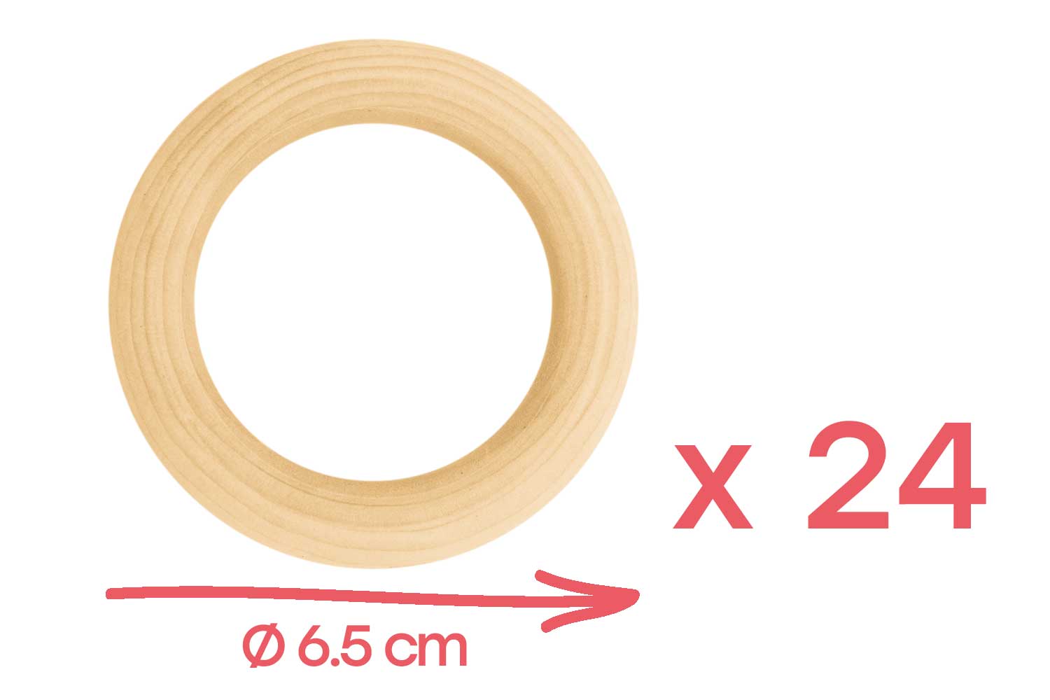 6 anneaux en bois 4 cm