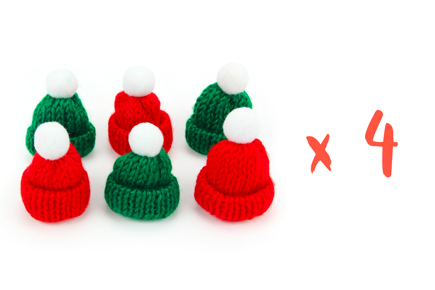 Mini bonnets tricotés - 6 pièces - Nouveautés de Noël 2022 - 10 Doigts