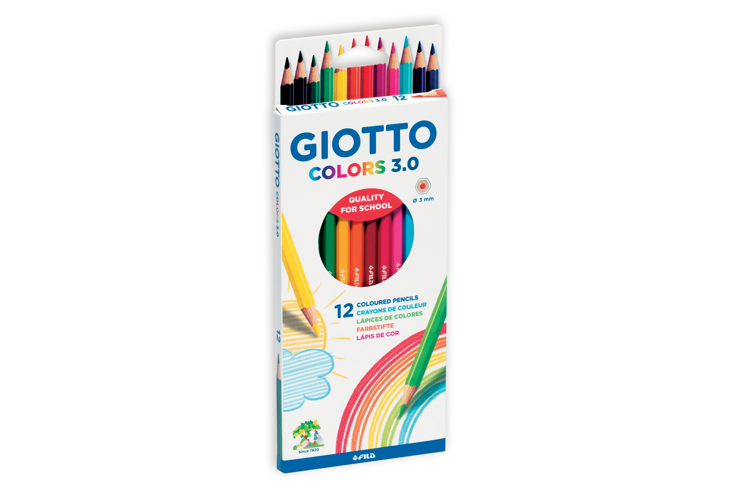 GIOTTO Colors 3.0 - Tube De 24 Crayons De Couleur Aquarellables (Mine 3mm, Hexagonal)