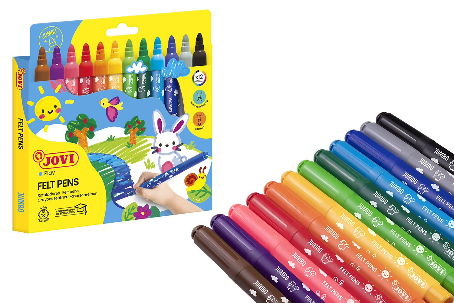 144 feutres de coloriage pointe large pour enfant