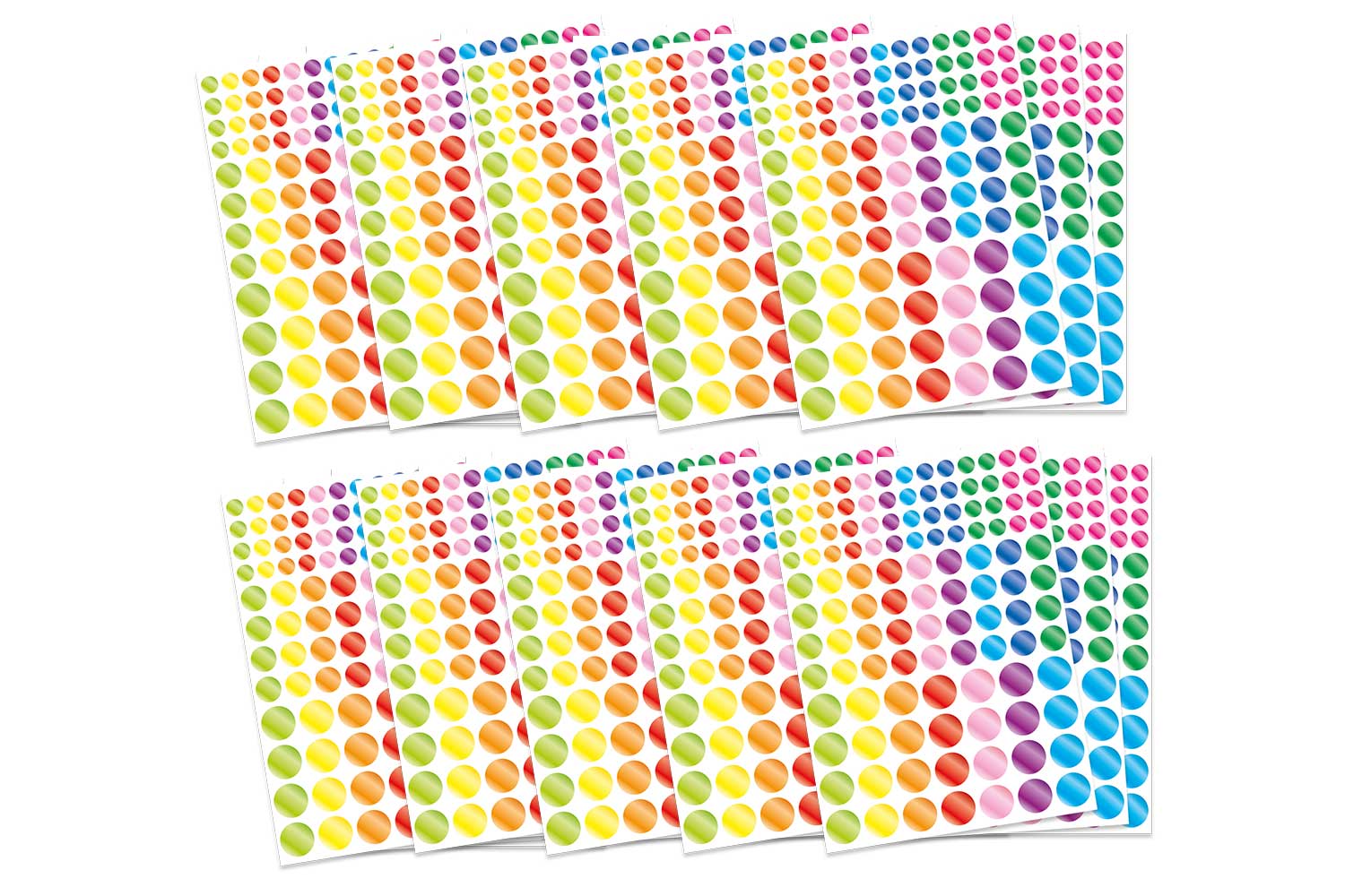 Assortiment de gommettes rondes repositionnables - Couleurs assorties - 20  feuilles soit 2080 pcs - Gommettes repositionnables - Creavea