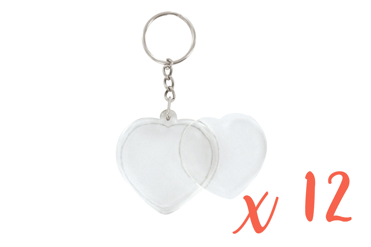 Porte clé coeur à fabriquer soi-même, porte clef photo plastique  transparent pour photo 4x4cm | Piccolino