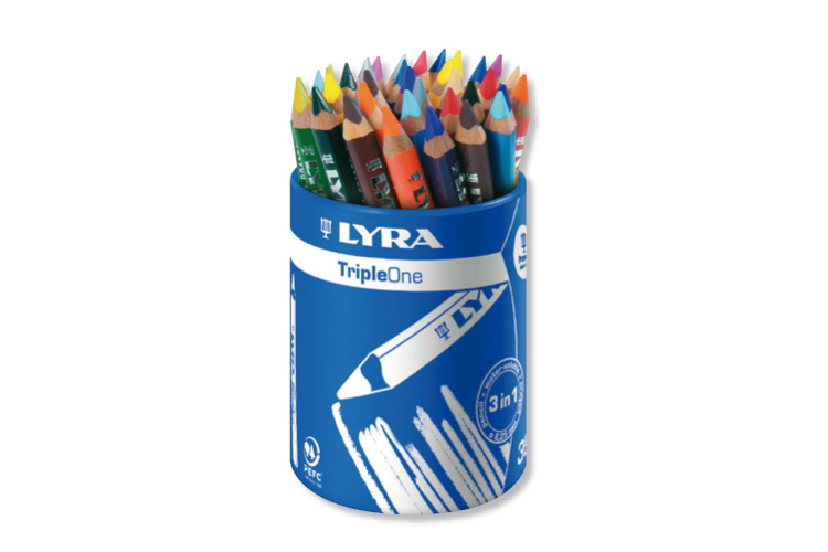 Crayons Lyra 3 en 1 Triple One - Couleur, Cire et aquarellables