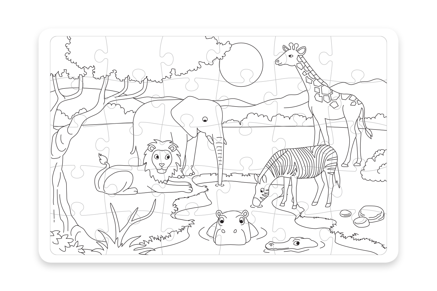 Grand Puzzle Savane à colorier - Coloriages - 10 Doigts