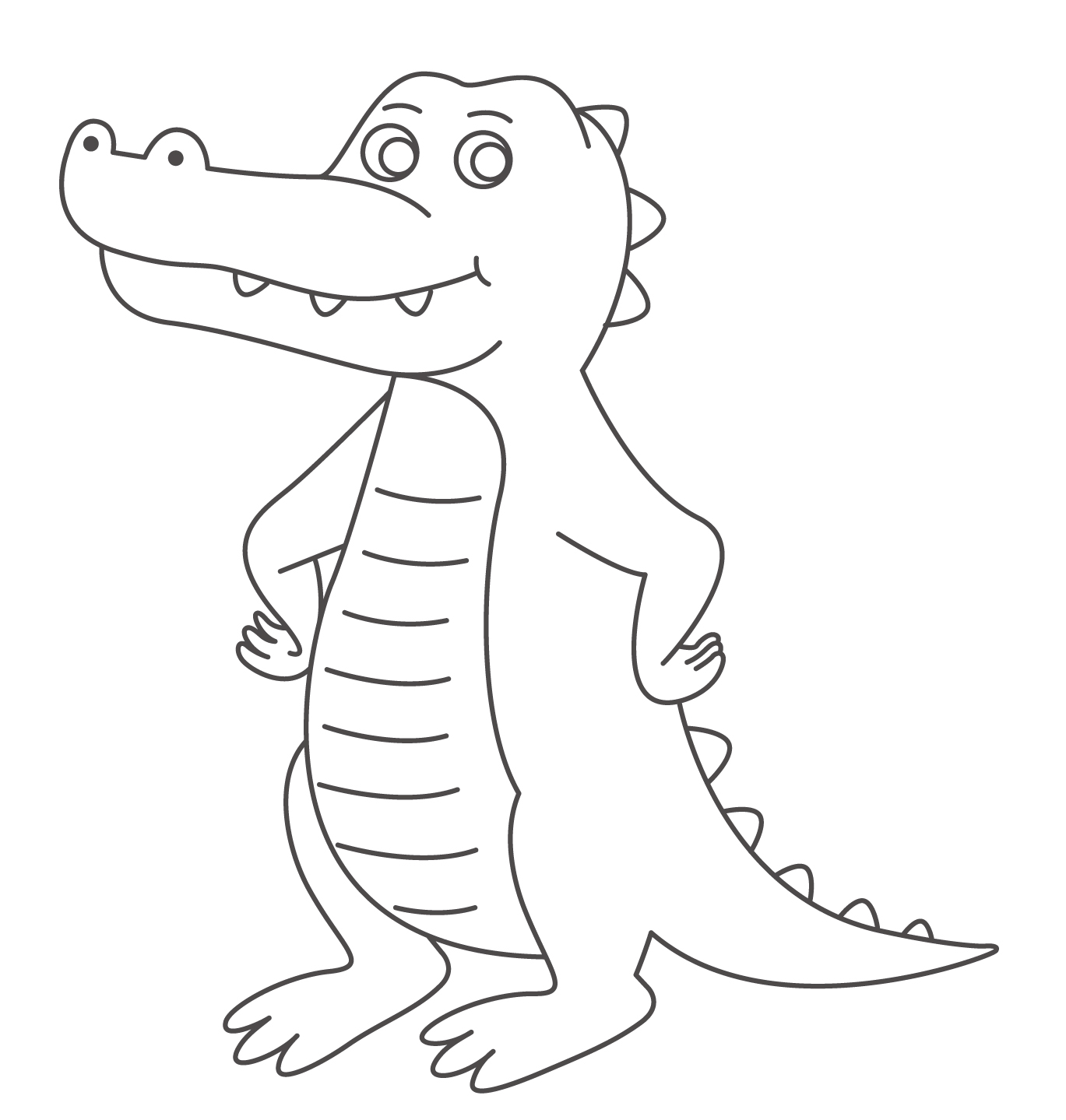Dessin De Crocodile Facile à Faire Coloriage - Coloriages animaux : Crocodile 07 - 10 Doigts