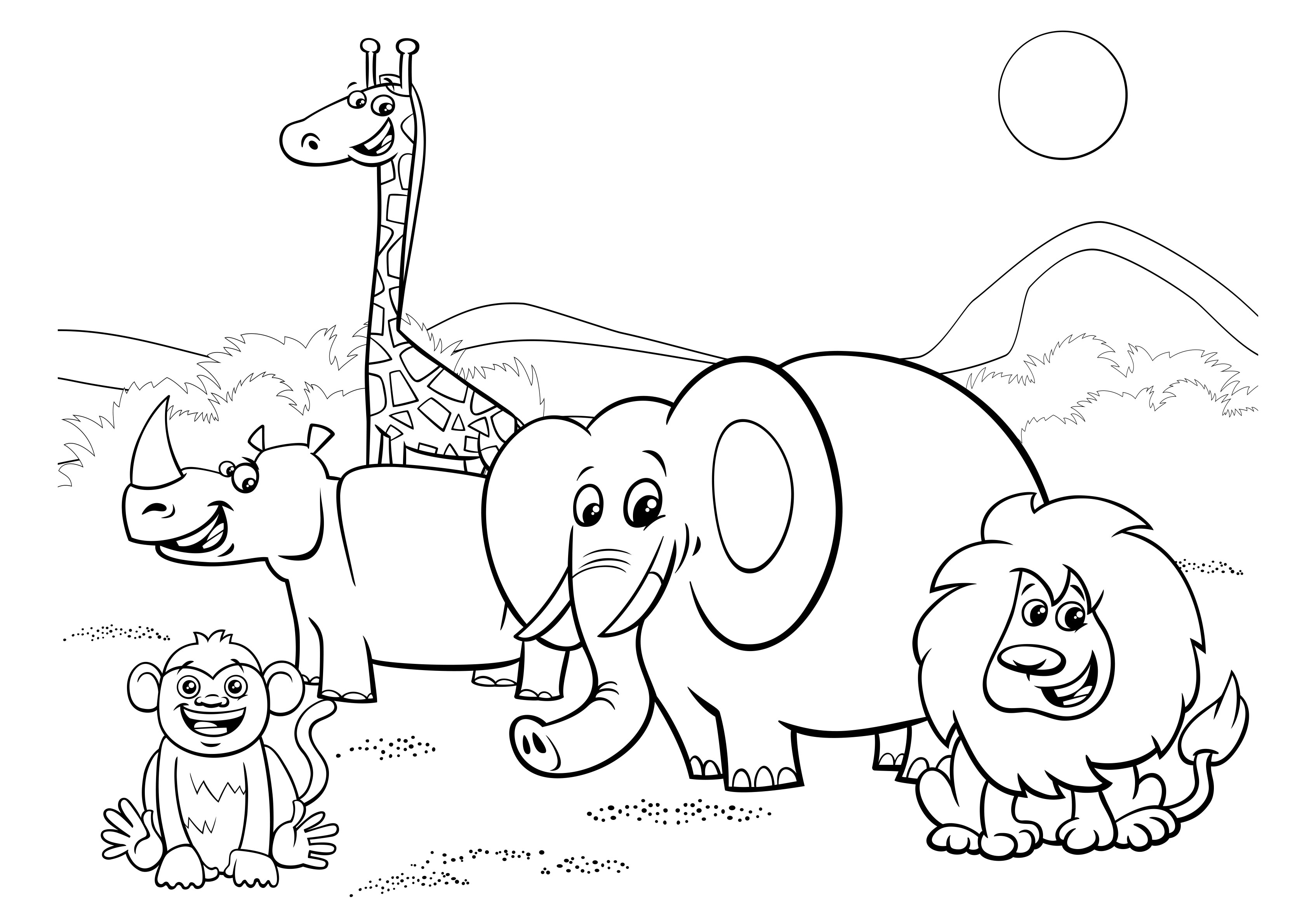 Image Animaux De La Savane à Imprimer Coloriage - Coloriages animaux : Animaux-savane6 - 10 Doigts