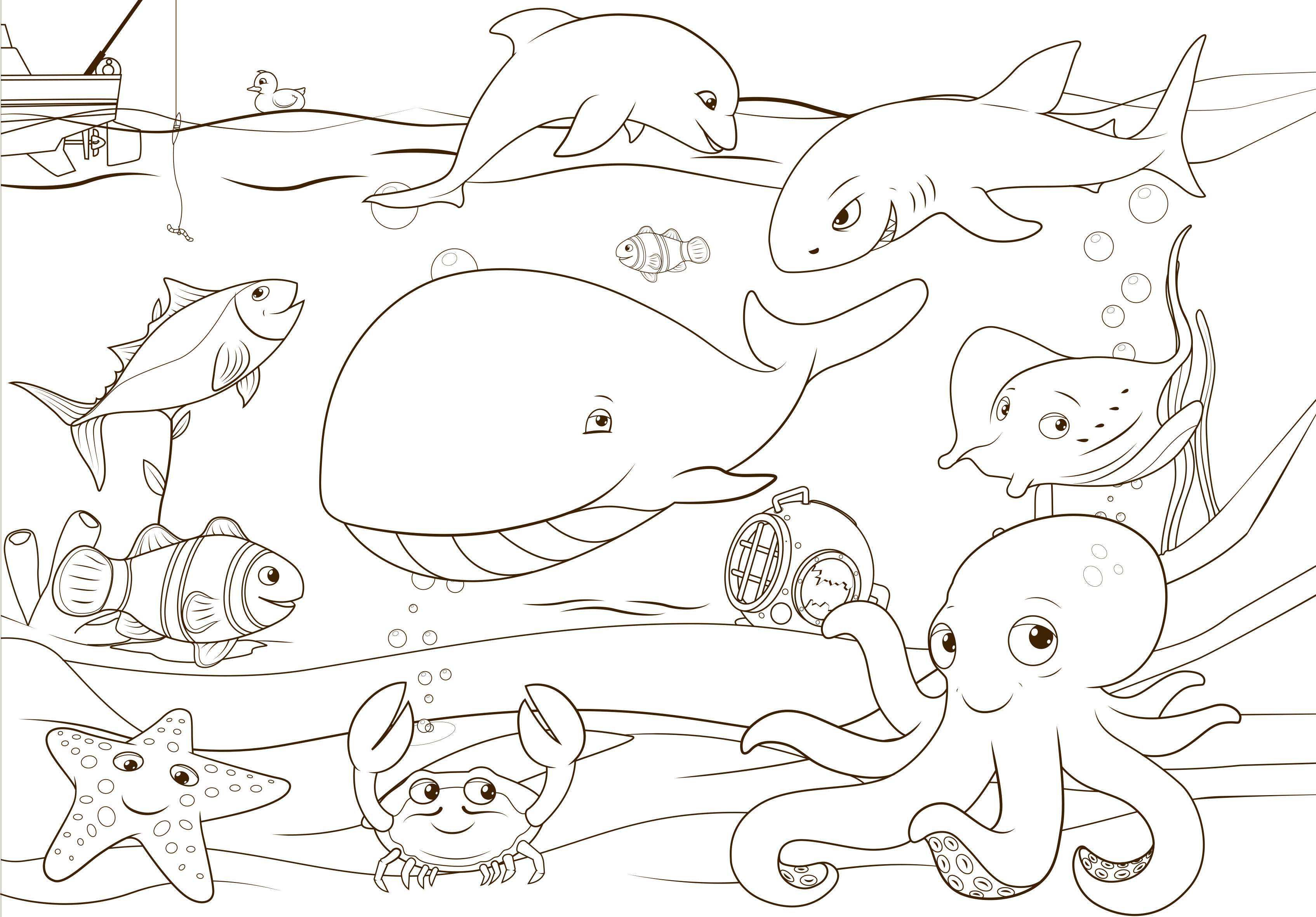 Coloriage Animaux Marins Maternelle Coloriage - Coloriages animaux : Animaux-marins2 - 10 Doigts