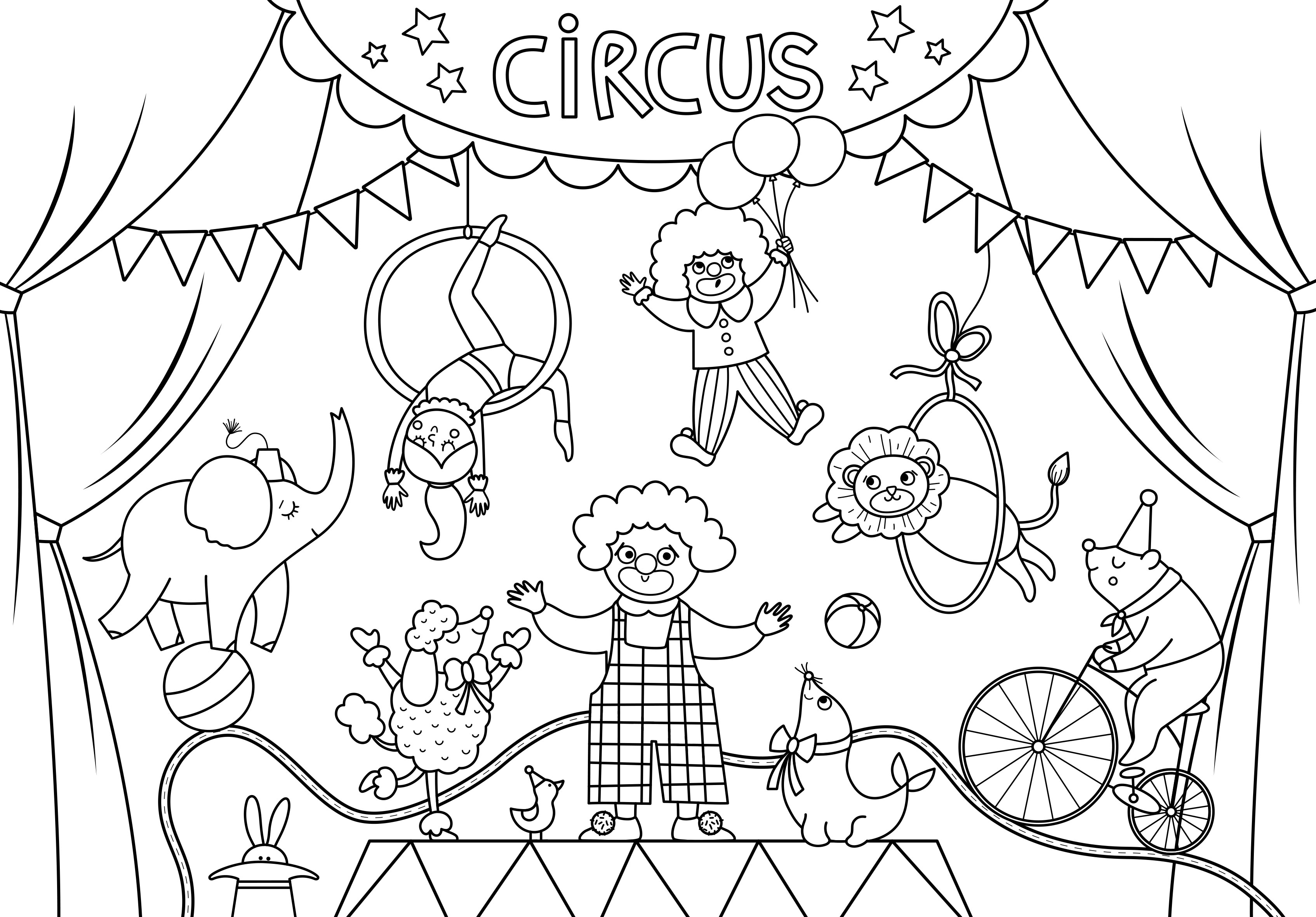 Jeu De Coloriage Coloriage Peinture Dessin Fluo Coloriage - Coloriages cirque : Cirque13 - 10 Doigts