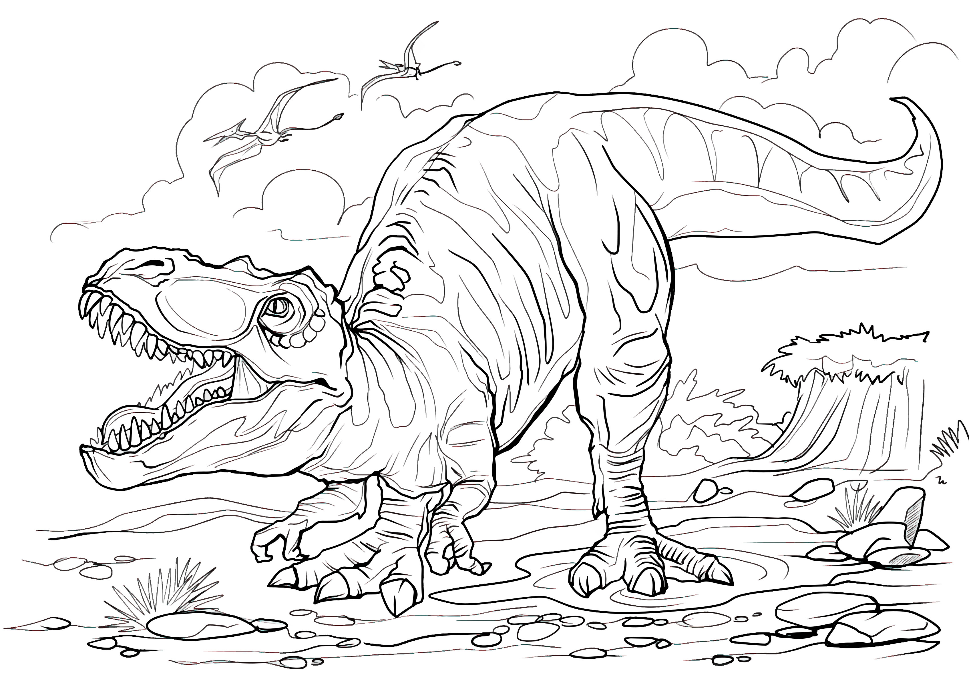 Coloriage dinosaures pour enfant à colorier ou sabler