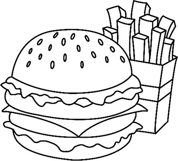 coloriage hamburger - 3 Coloriage - Coloriages divers : Hamburger 01 - 10 Doigts