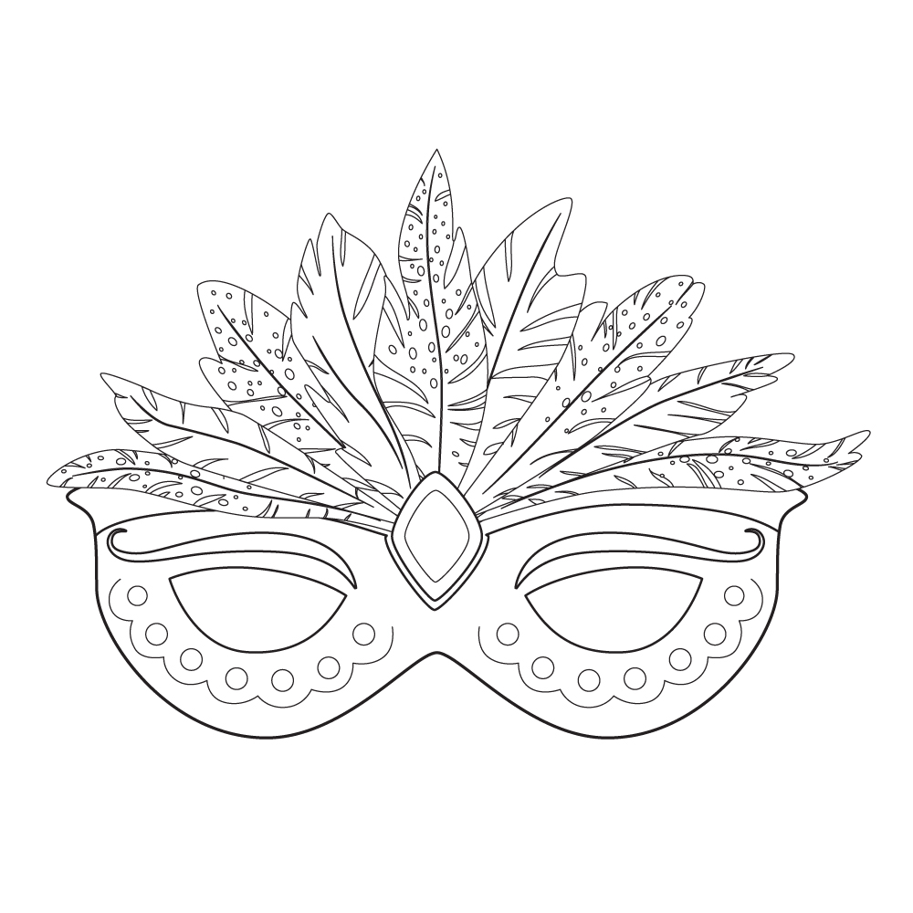 Dessin Masque Carnaval à Imprimer Coloriage - Coloriages fêtes : Masque 17 - 10 Doigts