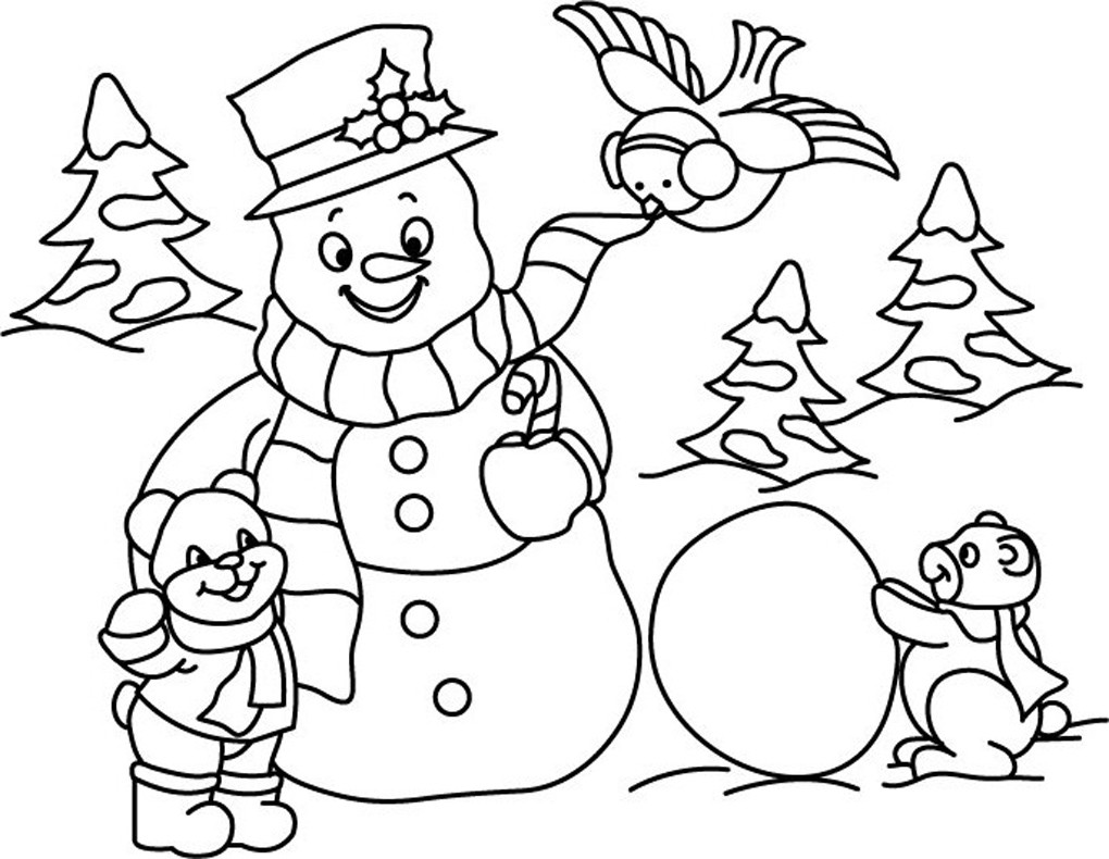 Dessin Bonhomme De Neige à Imprimer Coloriage - Coloriages fêtes : Bonhomme de neige 03 - 10 Doigts