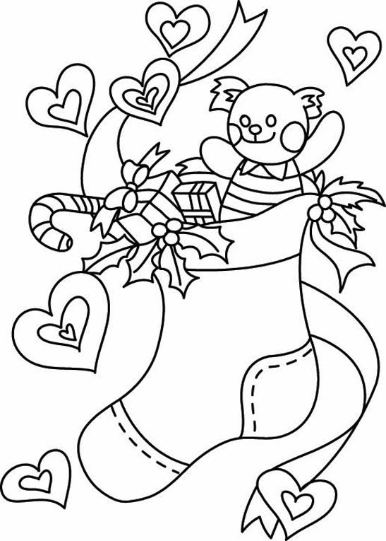 Coloriage chaussette de Noel - Coloriage de Noël