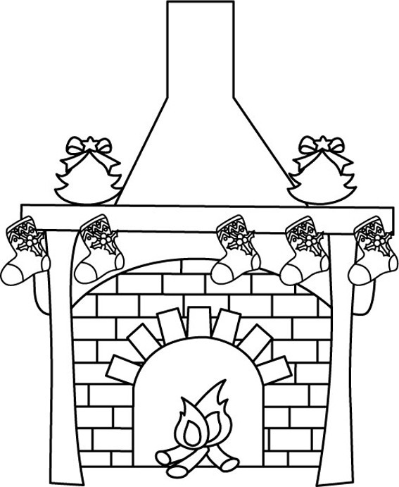 Coloriage - Coloriages fêtes : Cheminée 02 - 10 Doigts