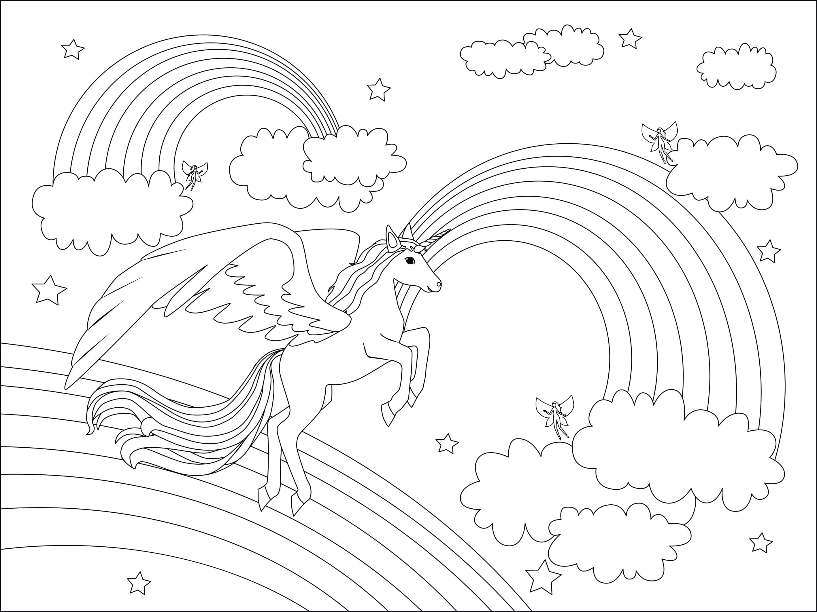 Licorne à Colorier Et à Imprimer Format A4 Coloriage - Coloriages fantastique : Licorne13 - 10 Doigts