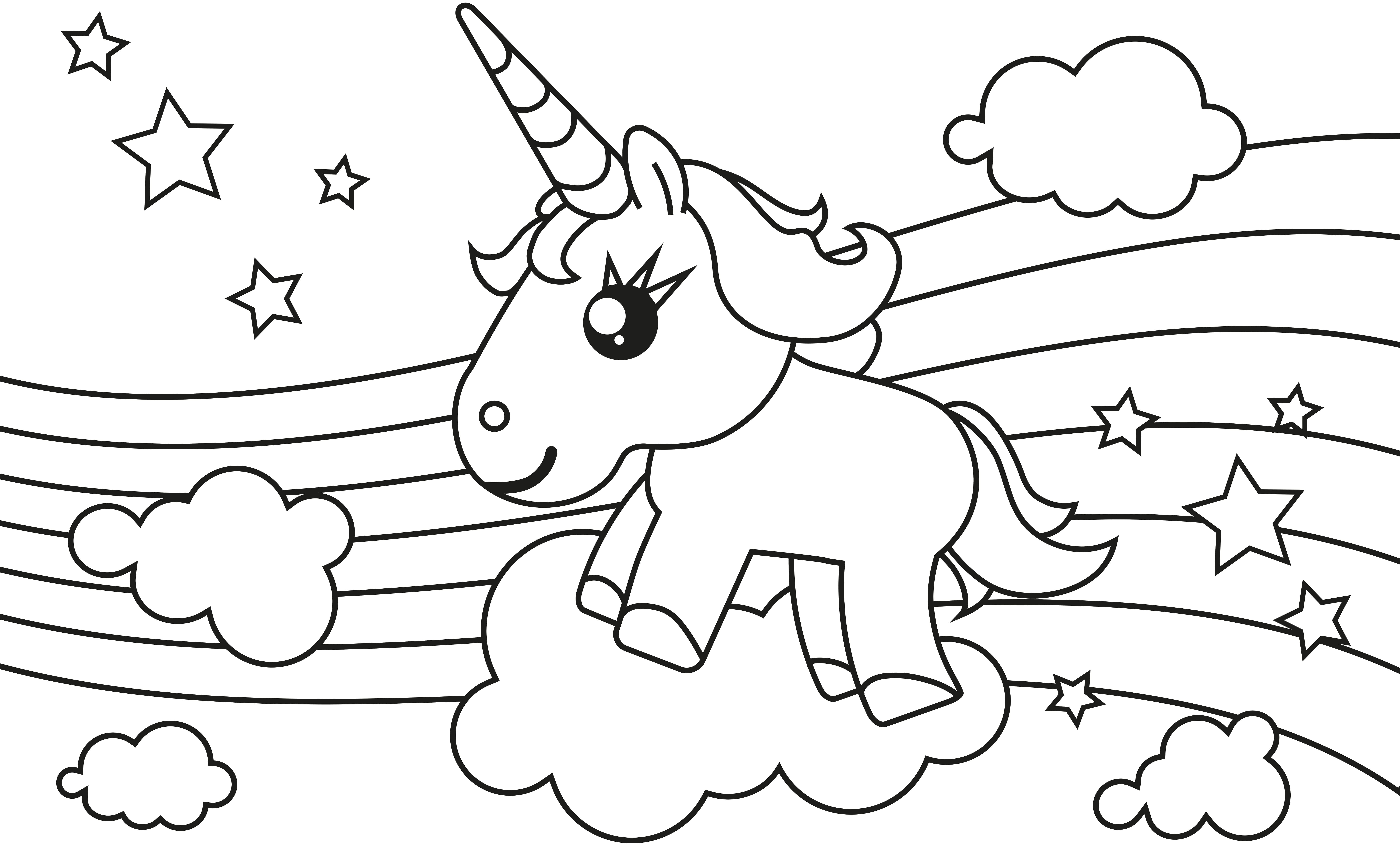 Licorne à Colorier Et à Imprimer Format A4 Coloriage - Coloriages fantastique : Licorne14 - 10 Doigts