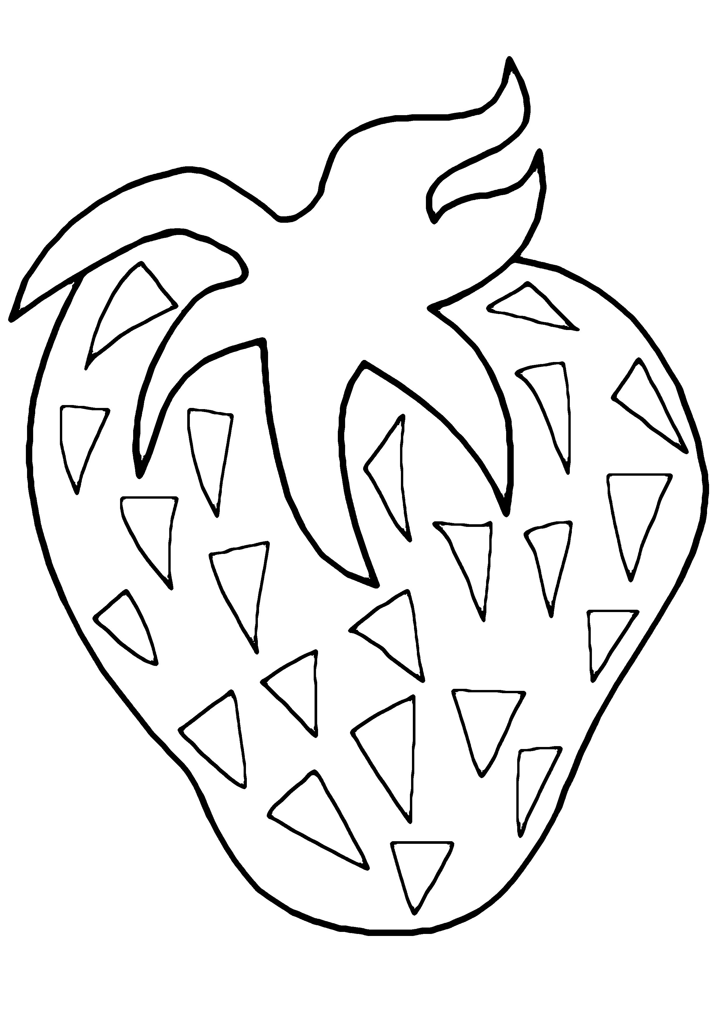 Fruits Et Légumes Rigolos à Imprimer Coloriage - Coloriages fleurs, fruits et légumes : Fraise 01 - 10 Doigts