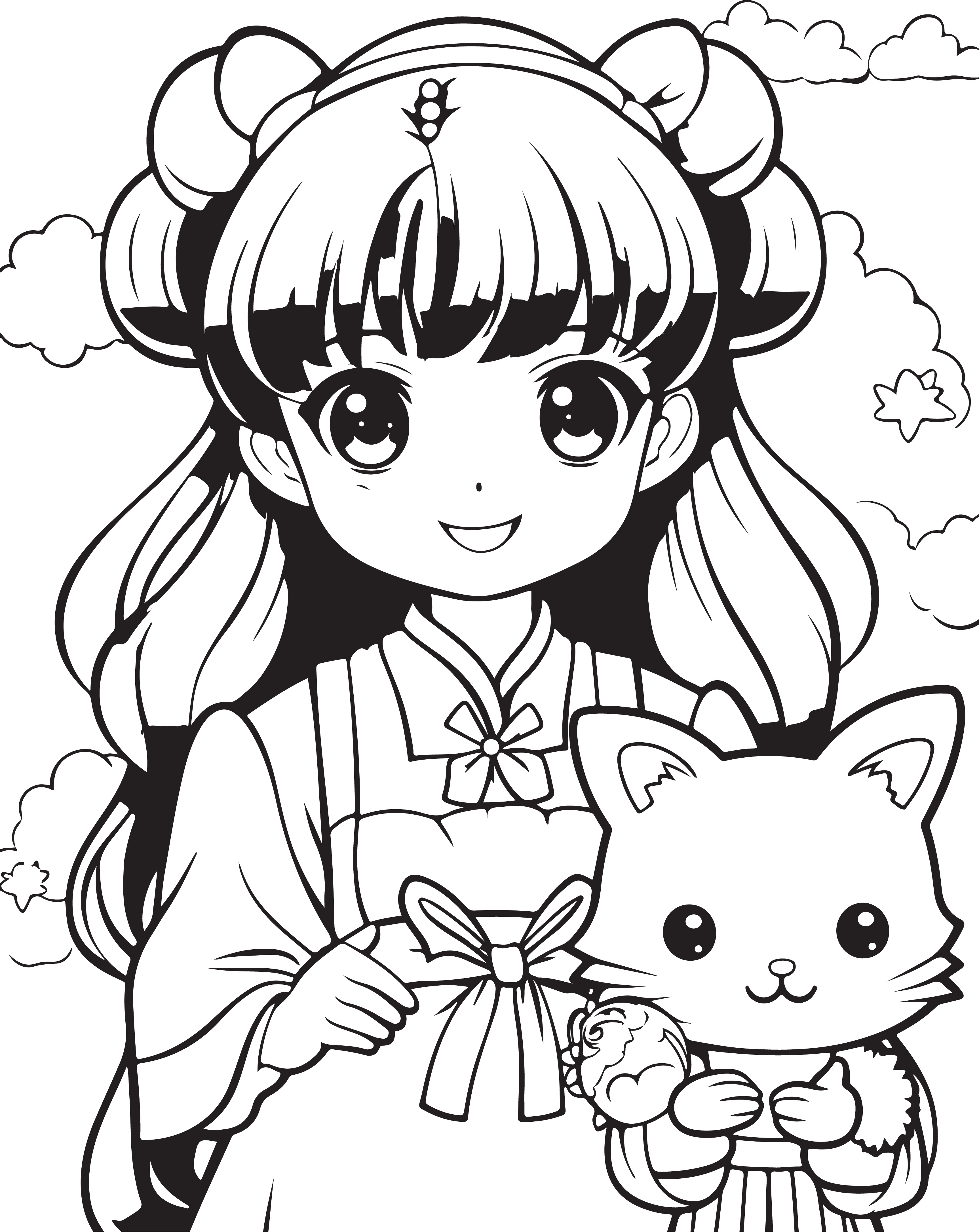 Coloriage à imprimer - Coloriages manga : Manga 16 - 10 Doigts