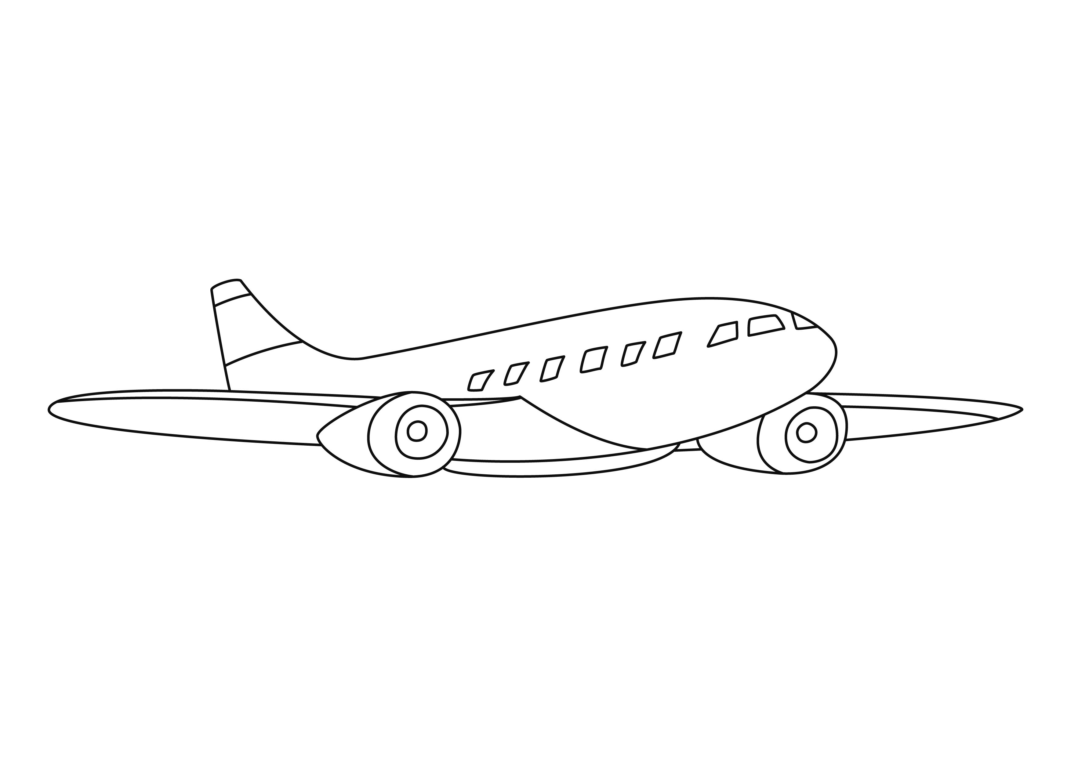 Coloriage à imprimer - Coloriages véhicule : Avion 14 - 10 Doigts
