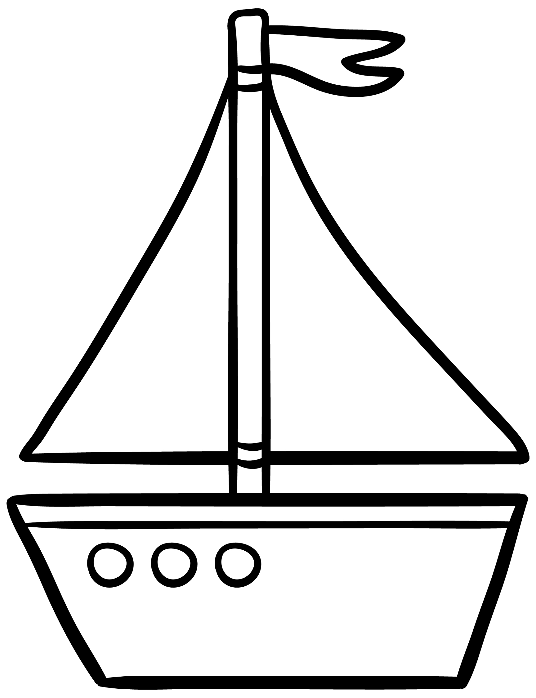 Dessin De Bateau à Voile à Imprimer Coloriage - Coloriages véhicule : Bateau 02 - 10 Doigts