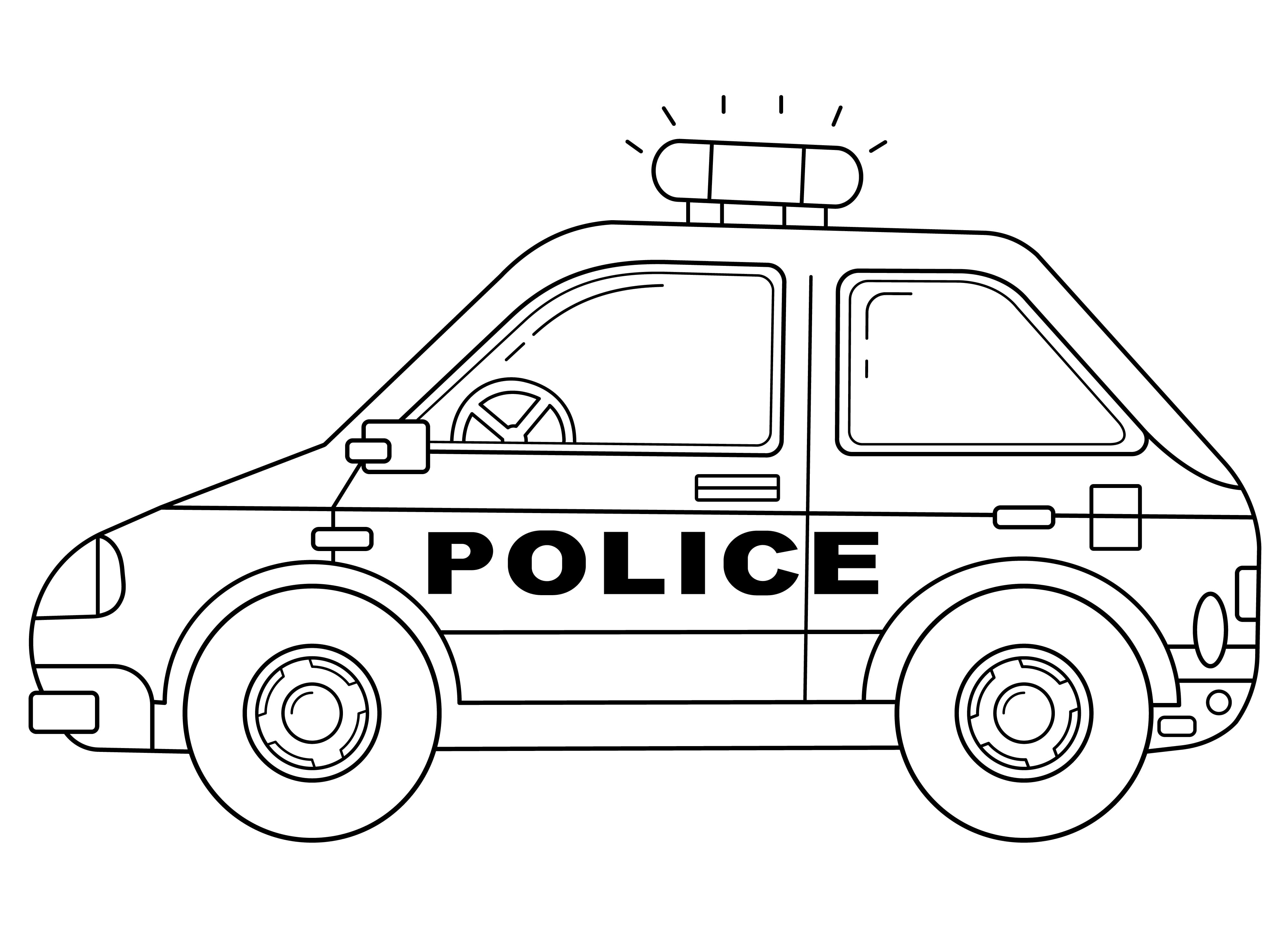 Coloriage Voiture à Imprimer Gratuit Coloriage - Coloriages véhicule : Voiture de police 01 - 10 Doigts