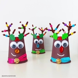 Les rennes d'hiver en gobelet cartonné - 10doigts.fr