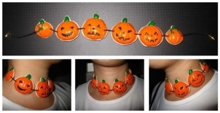 Collier citrouilles ras du cou - Fimo, Cernit - 10doigts.fr