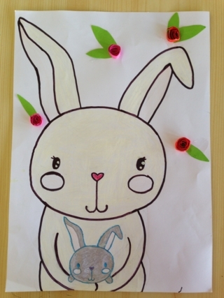 dessin maman lapin et son petit - Créations d'enfant - 10doigts.fr