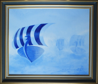 Le drakkar bleu - Peinture - 10doigts.fr