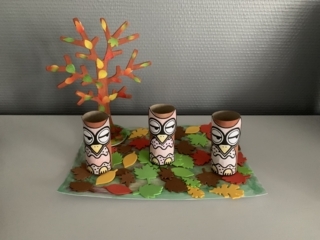 Les 3 hiboux arbres d automne - Déco du bois - 10doigts.fr