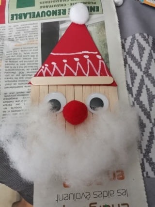 Père Noël bâtonnet - Pâques, Noël - 10doigts.fr