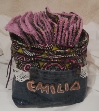 lingettes visage tissu wax et panier support assorti - Couture, point de croix... - 10doigts.fr