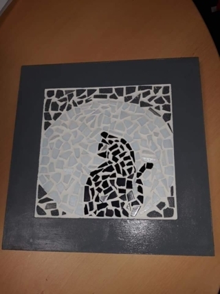 Dessous de plat : silhouette de chat - Mosaïques - 10doigts.fr