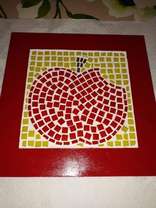 Dessous de plat : Pomme croquée - Mosaïques - 10doigts.fr